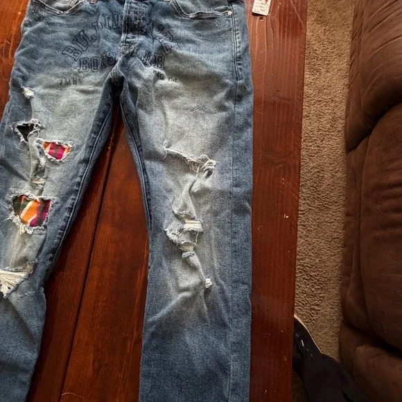 Billionaire Boys Club Moon Trail Jeans Mens 38x32 Blue Excellent Distressed